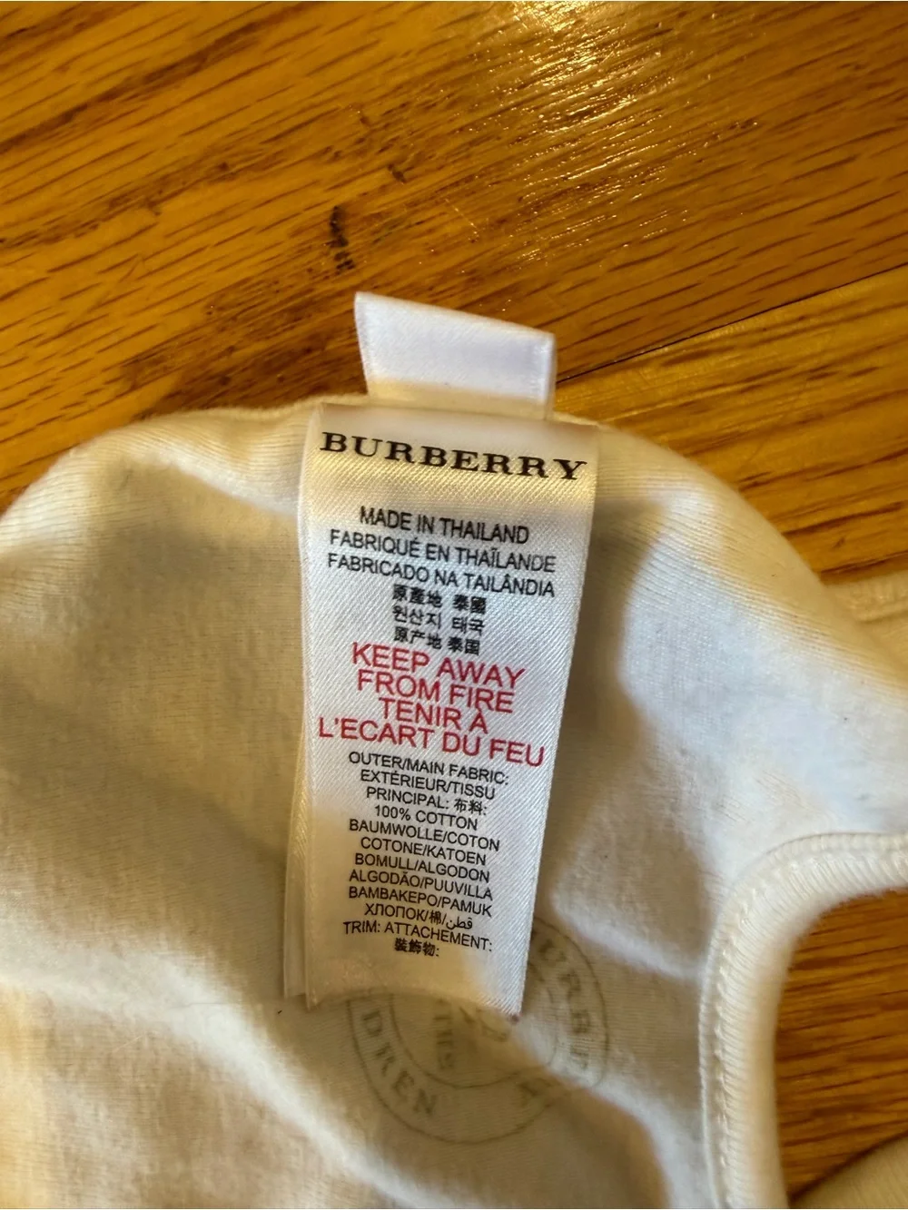 Burberry Children White Cotton baby bib - Classic Logo 9 months